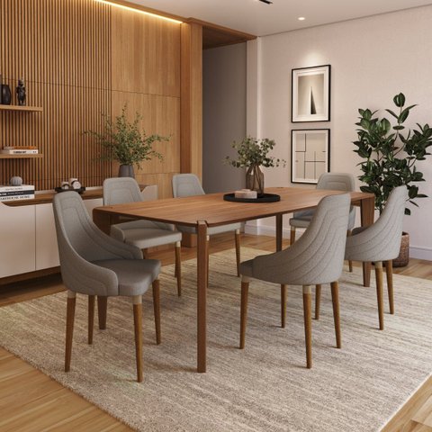 Mesa de Jantar Retangular para 6 Lugares Harmony 184 cm