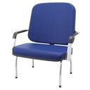 Ver imagem 2 de Cadeira de Escritório Recepção com Braço Fixa Cromada Magno P03 Vinil Azul - Lyam Decor
