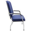 Ver imagem 3 de Cadeira de Escritório Recepção com Braço Fixa Cromada Magno P03 Vinil Azul - Lyam Decor