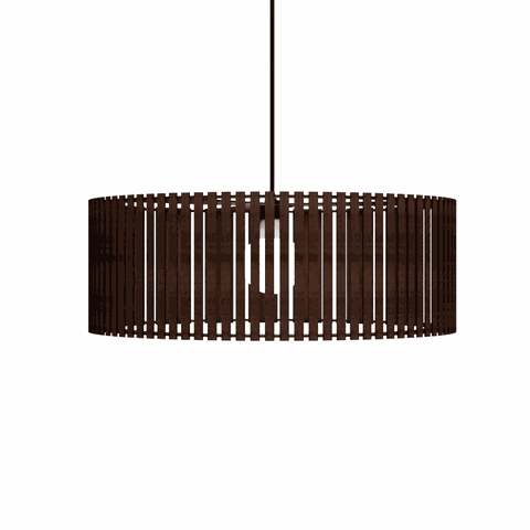 Luminária Pendente Vênus Modelo Ripado -:Marrom