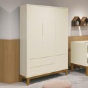 Ver imagem 4 de Guarda Roupa Infantil 3 Portas Classic Areia Fosco com Pés Amadeirado Reller Móveis Areia Fosco