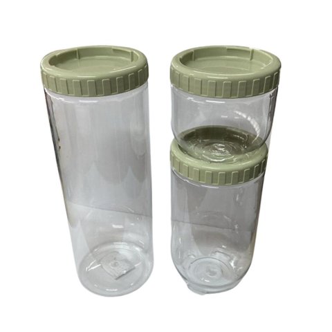 Conjunto 3 Potes Plástico com Tampa - Sortida