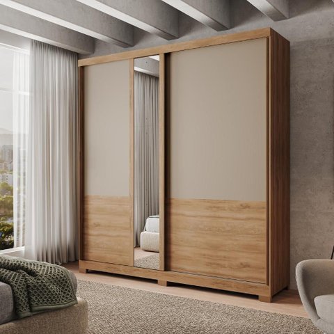 Guarda Roupa Casal 2 Portas 4 Gavetas Madrid Carraro Freijó C/ Avelã