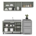 Ver imagem 3 de Cozinha Koya 3 Peças 200x214cm Armários Aéreos Balcão 2 Portas 3 Gavetas Verde 250027