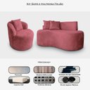 Ver imagem 3 de Kit Sofá e Poltrona Feijão Curvo 2 Lugares Forma Orgânica Suede