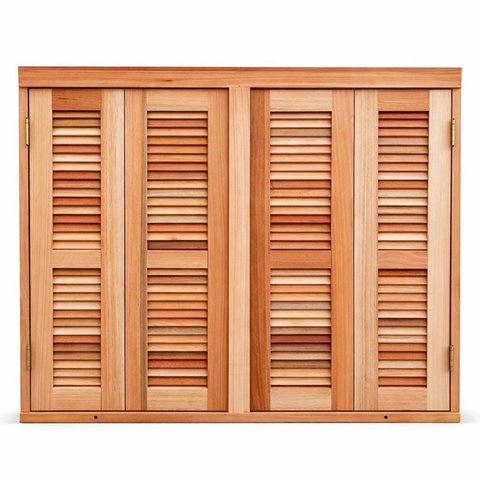 Janela de Madeira com Veneziana Pantográfica Eucalipto 140x100cm Premium