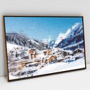 Ver imagem 1 de Quadro Decorativo Montanhas e a Neve em tela Canvas TACOLADO PAPEL DE PAREDE Moldura Flutuante 4,5cm