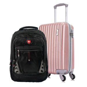 Kit Mala de Viagem de Bordo Londres Rose + Mochila Executiva Interlagos Swiss Move