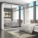 Ver imagem 1 de Guarda-Roupa Casal 4 Espelhos 3 Portas de Correr 4 Gavetas Max Premium Espresso Móveis Branco