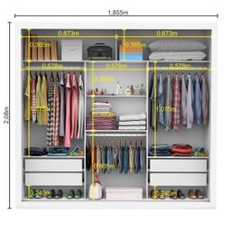 Guarda-Roupa Casal 4 Espelhos 3 Portas de Correr 4 Gavetas Max Premium Espresso Móveis - 5