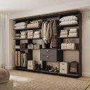 Ver imagem 1 de Guarda-Roupas Closet Modulado Alasca 240cm 4 Peças com 2 Gavetas e Cabideiros Preto Touch Carraro
