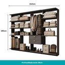 Ver imagem 4 de Guarda-Roupas Closet Modulado Alasca 240cm 4 Peças com 2 Gavetas e Cabideiros Preto Touch Carraro