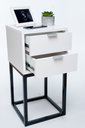 Ver imagem 2 de Mesa De Cabeceira Industrial OFF WHITE 50cm COM 2 GAVETAS BASE PRETA- Enviamos MONTADO