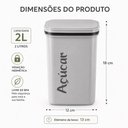 Ver mais imagens de Pote Acucar Quadrado Porta Mantimentos Hermetico Grande 2 Litros Organizador Vasilha Cozinha