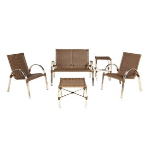 Conjunto de Poltronas e Namoradeira Mini Garden - Área externa, Jardim, Piscina - Capuccino