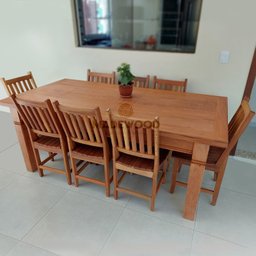 Mesa de Madeira Maciça em Peroba Rosa de Demolição:comp200xalt80xlarg100/marrom - 3