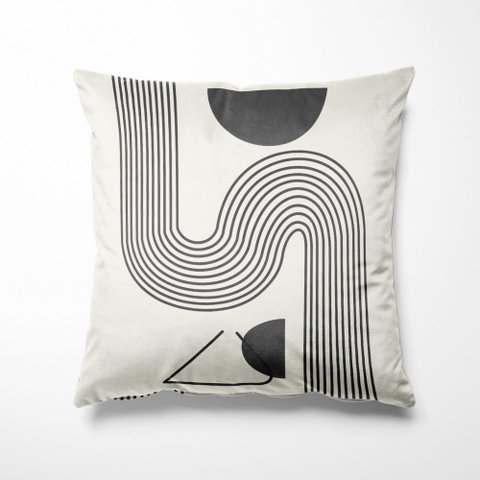 Almofada Decorativa Off White Estampada Vega 40x40cm Preto Cinza