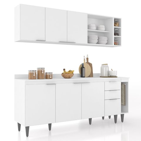Armário de Cozinha Cp11 e Tampo 178cm Pérola Z34 Branco - Mpozenato