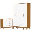Ver imagem 1 de Guarda Roupa Infantil Flip 4 Portas com Cômoda Sapateira Infantil Flip Branco Acetinado Savana - Rel