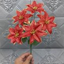 Ver imagem 1 de Buquê 5 Galhos Vermelho Metalizados Natalino 30cm Kit 24pçs