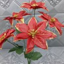 Ver imagem 2 de Buquê 5 Galhos Vermelho Metalizados Natalino 30cm Kit 24pçs