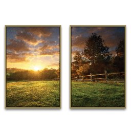 Quadro Decorativo Textura CX Alta 2un 40x60 Campo Ensolarado - Moldura Caqui - 2 Quadro Decorativo Textura CX Alta 2un 40x60 Campo Ensolarado - Moldura Caqui - 2