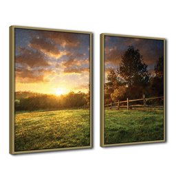 Quadro Decorativo Textura CX Alta 2un 40x60 Campo Ensolarado - Moldura Caqui - 1 Quadro Decorativo Textura CX Alta 2un 40x60 Campo Ensolarado - Moldura Caqui - 1
