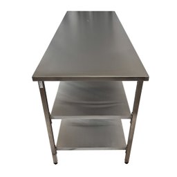 Mesa de Aço Inox Industrial 160x60x90 Cm com 2 Prateleiras Fenestradas Plano Liso Nortinox Stander - 3