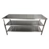 Mesa de Aço Inox Industrial 160x60x90 Cm com 2 Prateleiras Fenestradas Plano Liso Nortinox Stander - 1