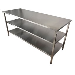 Mesa de Aço Inox Industrial 160x60x90 Cm com 2 Prateleiras Fenestradas Plano Liso Nortinox Stander - 2