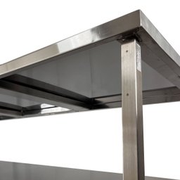 Mesa de Aço Inox Industrial 160x60x90 Cm com 2 Prateleiras Fenestradas Plano Liso Nortinox Stander - 5