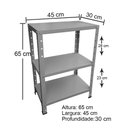Ver imagem 5 de Estante de Aço Mini com 3 Prateleiras 45x30cm 45kg Coluna Bipartida Cinza