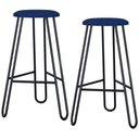 Ver imagem 1 de Kit 02 Banquetas Baixa Bar Cozinha Sala de Jantar Áris C01 Preto Linho Azul Jeans - Lyam Decor