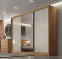 Ver imagem 2 de Guarda Roupa Casal com 1 Porta Espelhada 8 Gavetas - Diamond-cumaru/off White - Móveis Novo Horizont