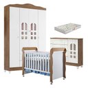 Ver imagem 1 de Quarto de Bebê New Selena 4 Portas com Cômoda Selena e Berço Mirelle Branco Acetinado Amadeirado e C
