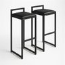 Kit 2 Banqueta Cozinha Balcão Alta Corino Bistro Bar Moderno:preto - 1