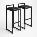Ver imagem 1 de Kit 2 Banqueta Cozinha Balcão Alta Corino Bistro Bar Moderno:preto