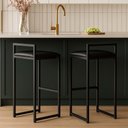 Ver imagem 2 de Kit 2 Banqueta Cozinha Balcão Alta Corino Bistro Bar Moderno:preto