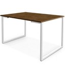 Ver imagem 1 de Mesa De Jantar Com Base De Ferro E Tampo De Mdf 120x80cm Branco Com Imbuia