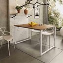 Ver imagem 3 de Mesa De Jantar Com Base De Ferro E Tampo De Mdf 120x80cm Branco Com Imbuia