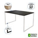 Ver imagem 3 de Mesa Industrial Base Ferro Branco 137x90 Tampo Preto 4 Cadeiras Eiffel Madeira Assento Amarelo