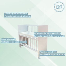 Mini Berço Moises Compacto com Colchao e Varão Gratis - 2