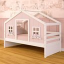 Ver imagem 1 de Cama Casinha Dos Sonhos Madeira Maciça Rosa/ Branco Megamobilia