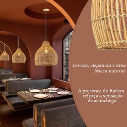 3 Pendente Fibra Natural em Rattan Artesanal Boho Nat38 - 3