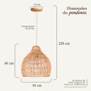 Ver mais imagens de 3 Pendente Fibra Natural em Rattan Artesanal Boho Nat38