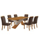 Ver imagem 2 de Mesa de Jantar Yasmin 180 Mdf Laminado e 6 Cadeiras Melissa Veludo Marrom//off White
