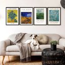 Ver imagem 1 de Kit 4 Quadros Artes de Van Gogh 33x24cm - com Vidro:madeira Preta