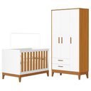 Ver imagem 1 de Jogo de Quarto Infantil Flip Guarda Roupa 3 Portas e Berço Americano Branco Fosco/savana - Reller M