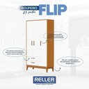 Ver imagem 3 de Jogo de Quarto Infantil Flip Guarda Roupa 3 Portas e Berço Americano Branco Fosco/savana - Reller M