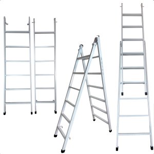 Escada Extensiva de Aço 6x10 Degraus Reforçado 3 em 1 com Trava